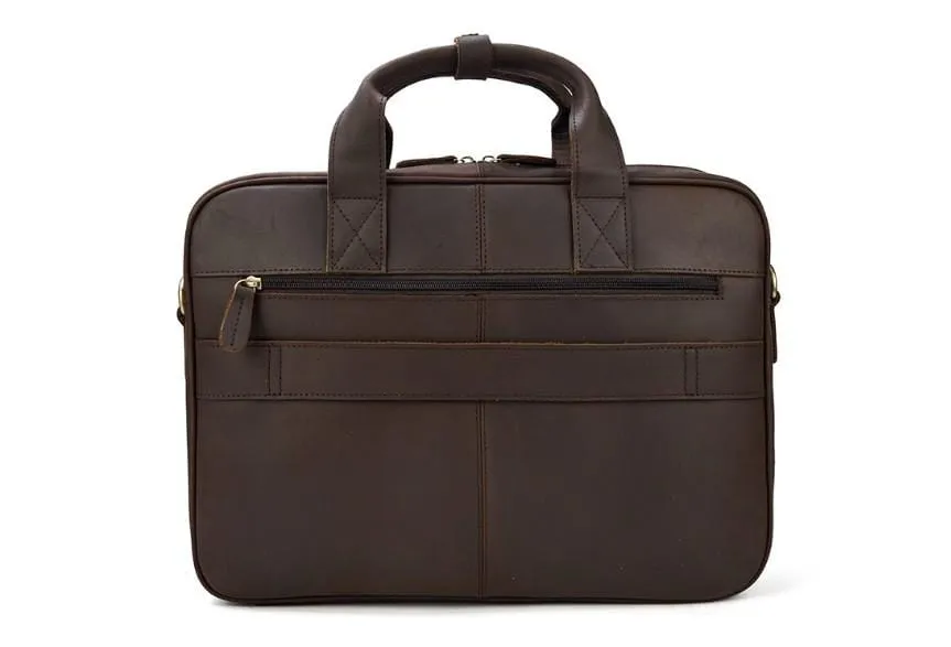 15 Inch Unisex Coffee Leather Laptop Bags