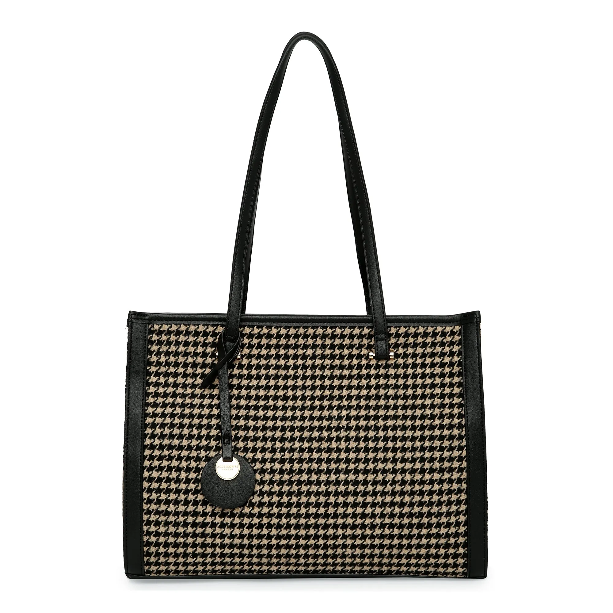 Accessorize London Women's Fabric Black & White Rosie Book Tote Bag