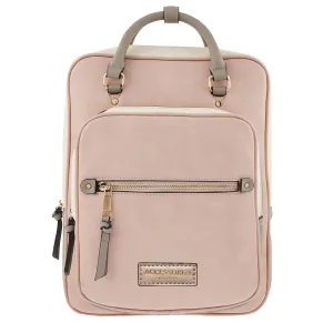 Accessorize London Women'S Faux Leather Pink Color Block Multi Pocket Harriet Backpack