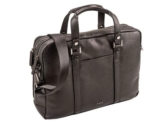 Adpel Alba 15.4" Leather Laptop Bag | Black