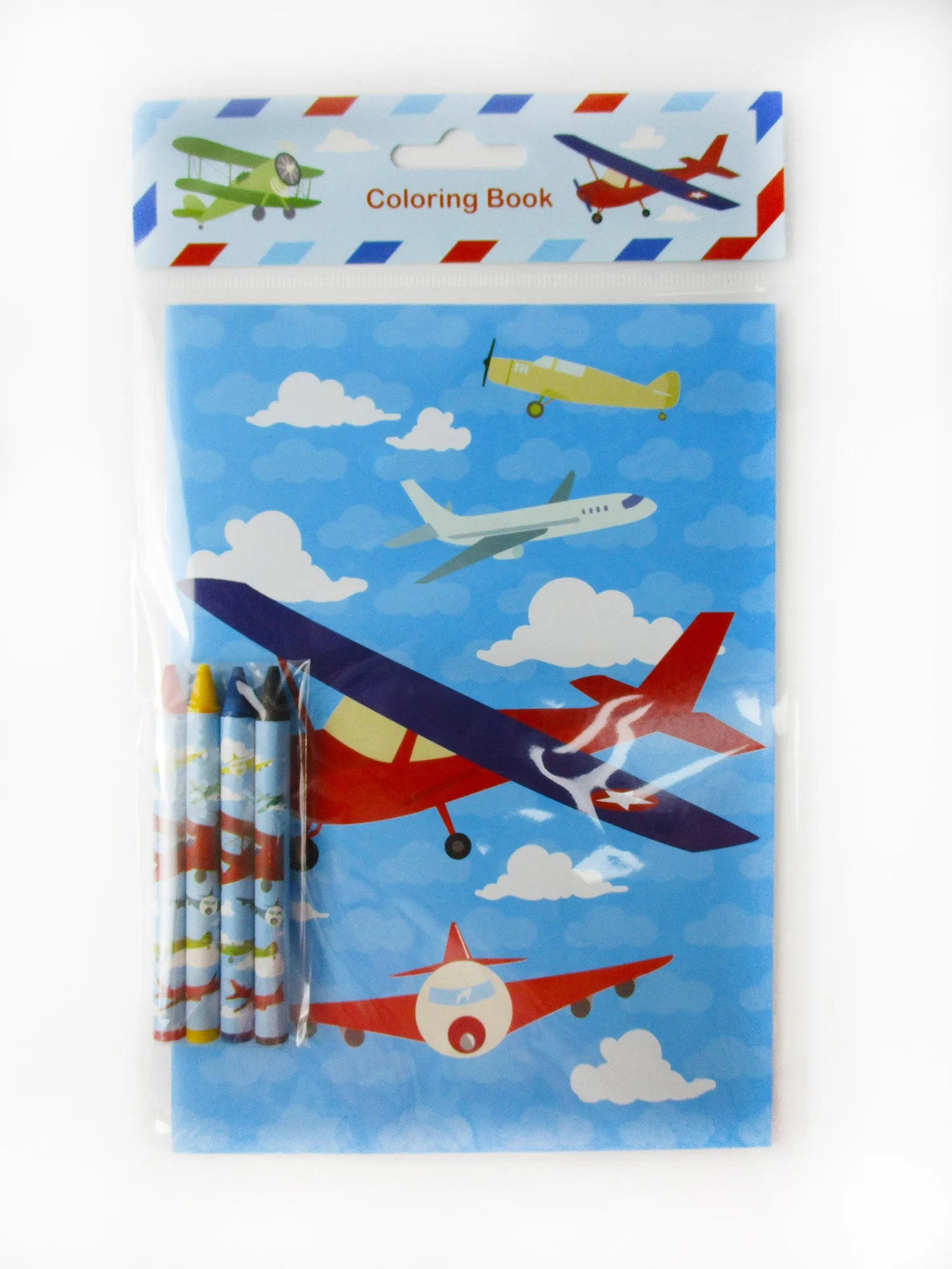 Airplane Coloring Books with Crayons Party Favors - Set of 6 or 12