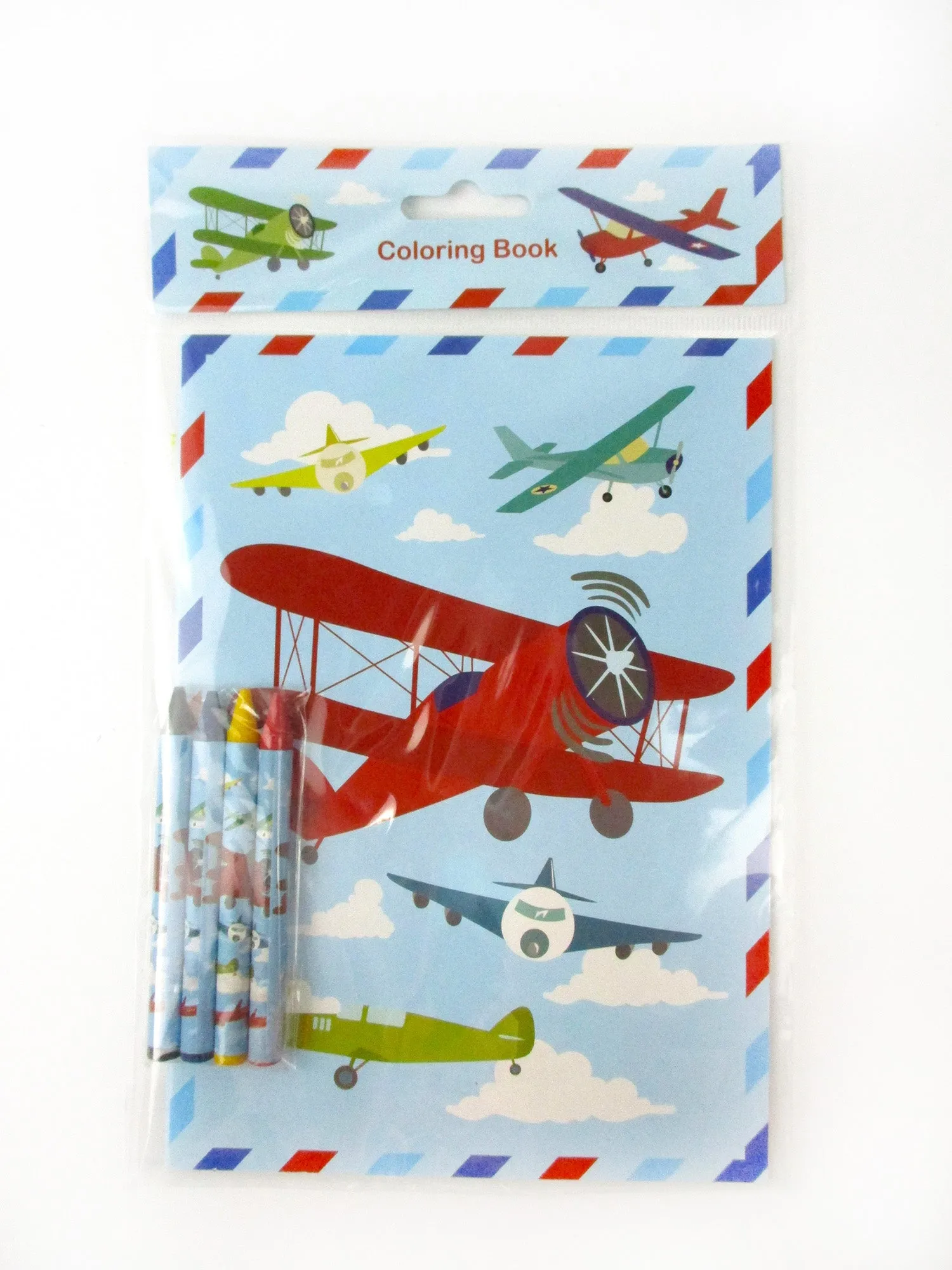 Airplane Coloring Books with Crayons Party Favors - Set of 6 or 12