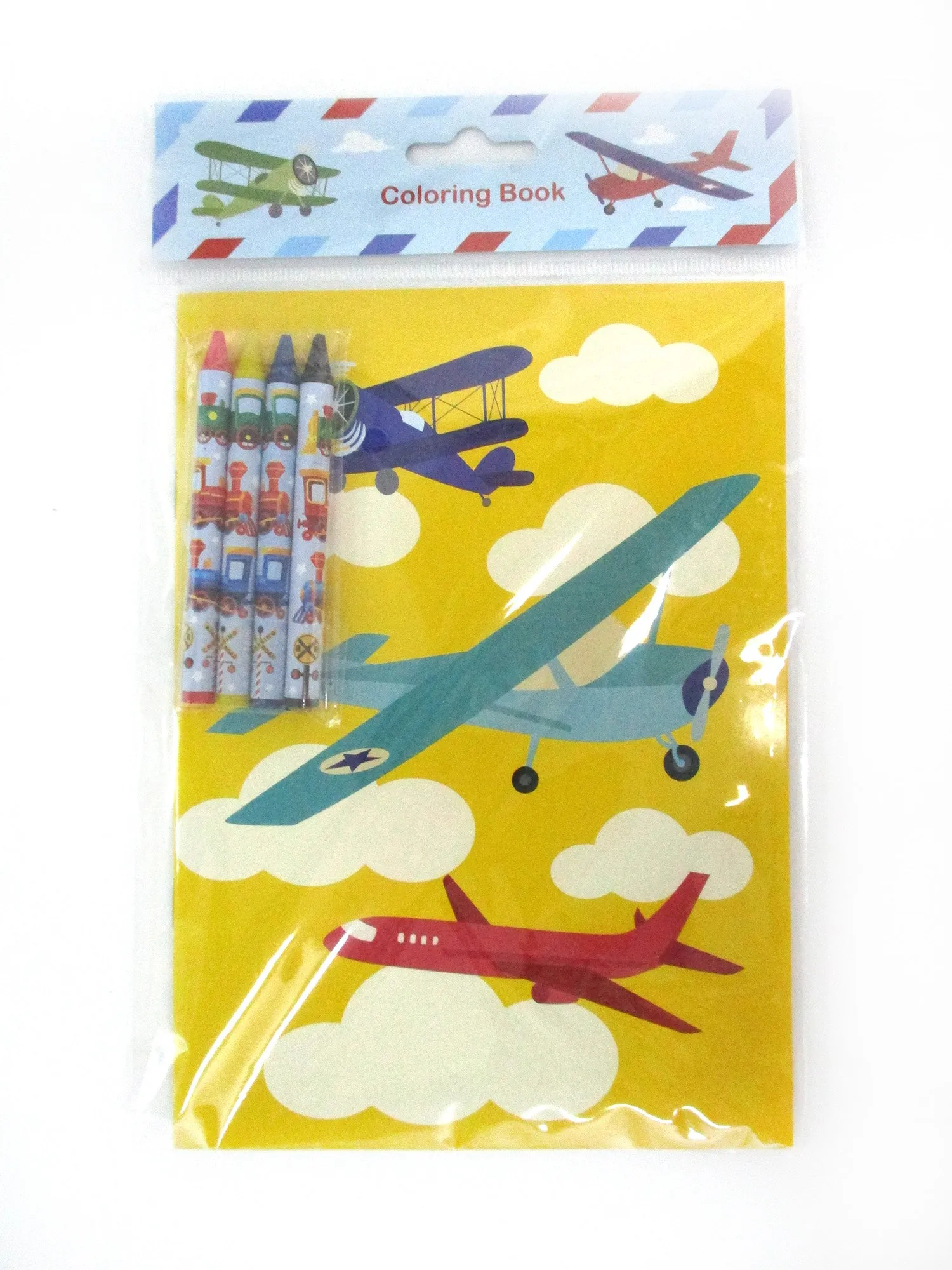 Airplane Coloring Books with Crayons Party Favors - Set of 6 or 12