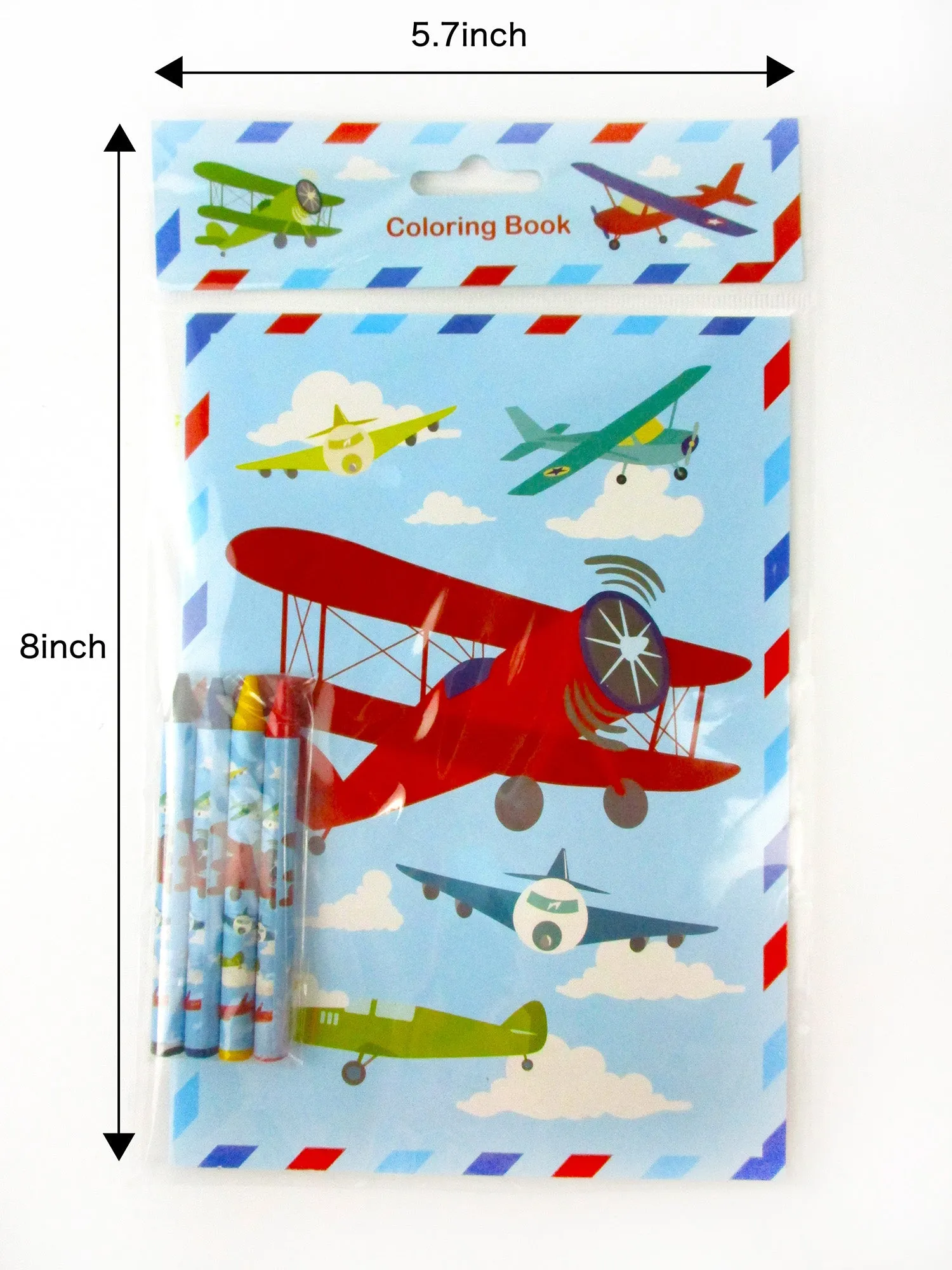 Airplane Coloring Books with Crayons Party Favors - Set of 6 or 12