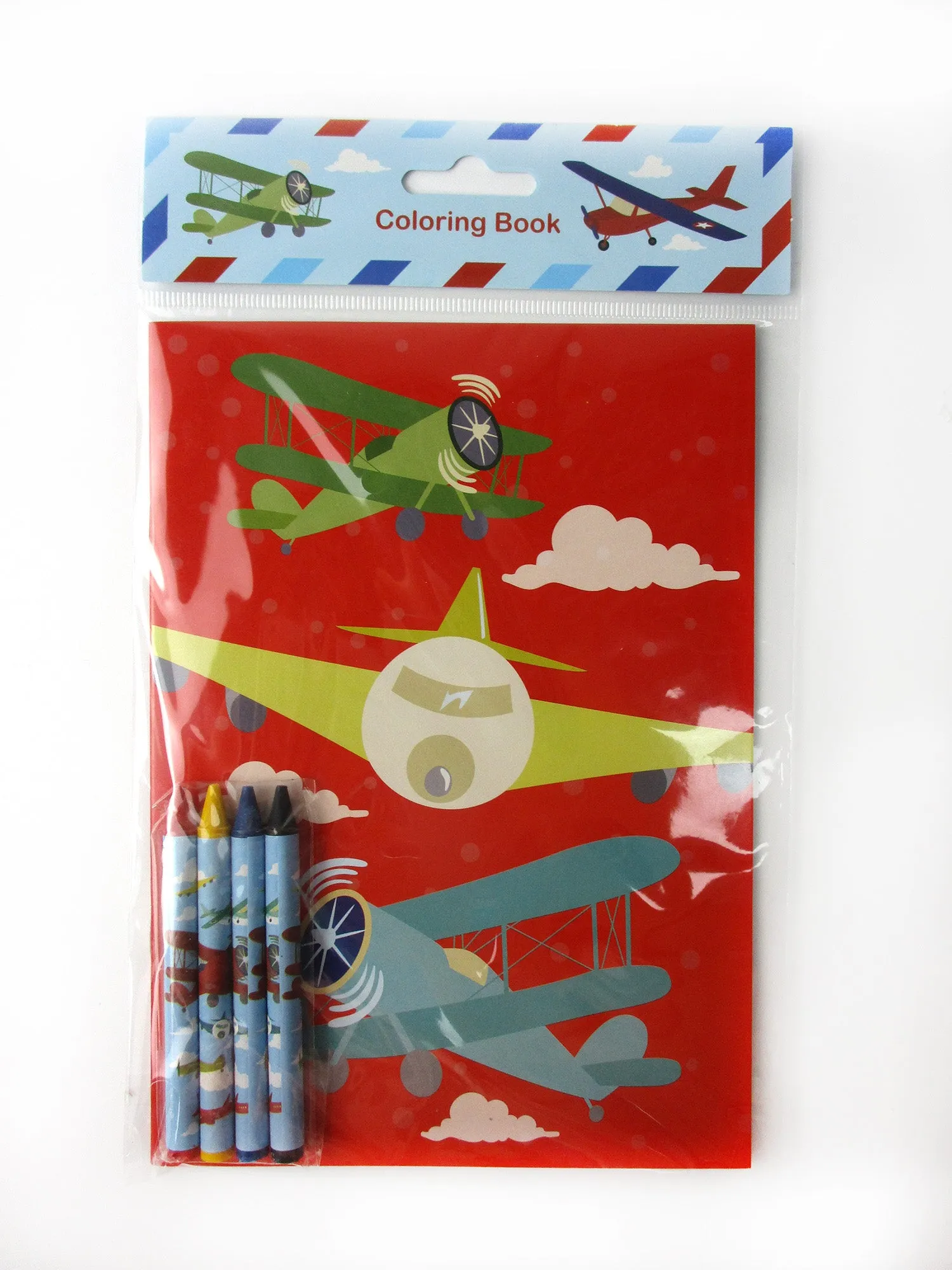 Airplane Coloring Books with Crayons Party Favors - Set of 6 or 12