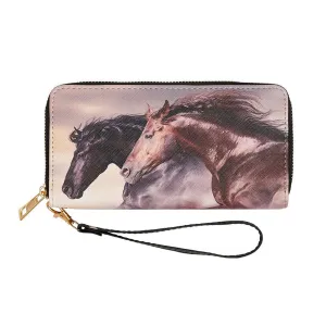 AWST Int'l "Lila" Two Horse Heads Clutch Wallet