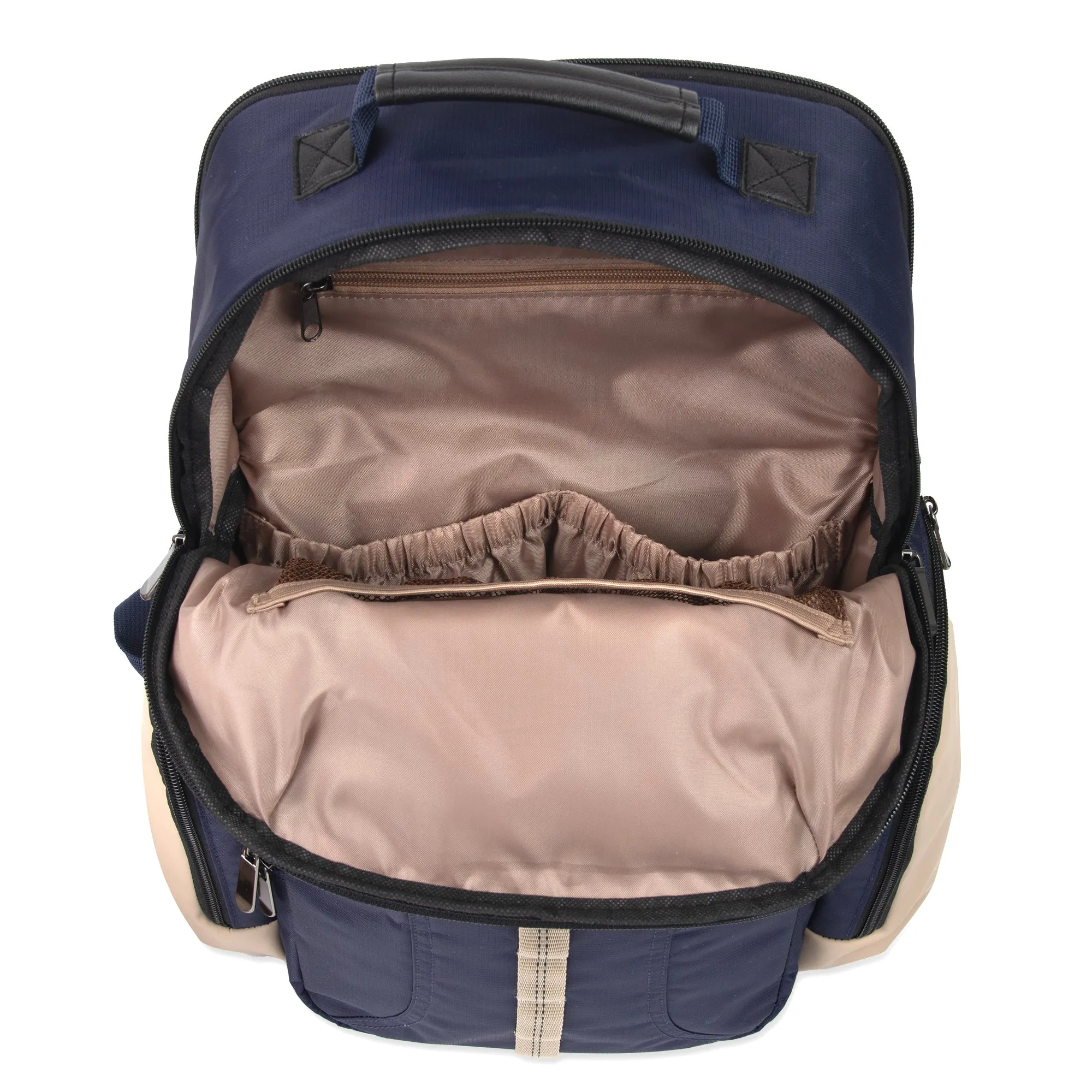 Baby Essentials Two Tone Diaper Bag Backpack w Changing Pad - Navy Khaki