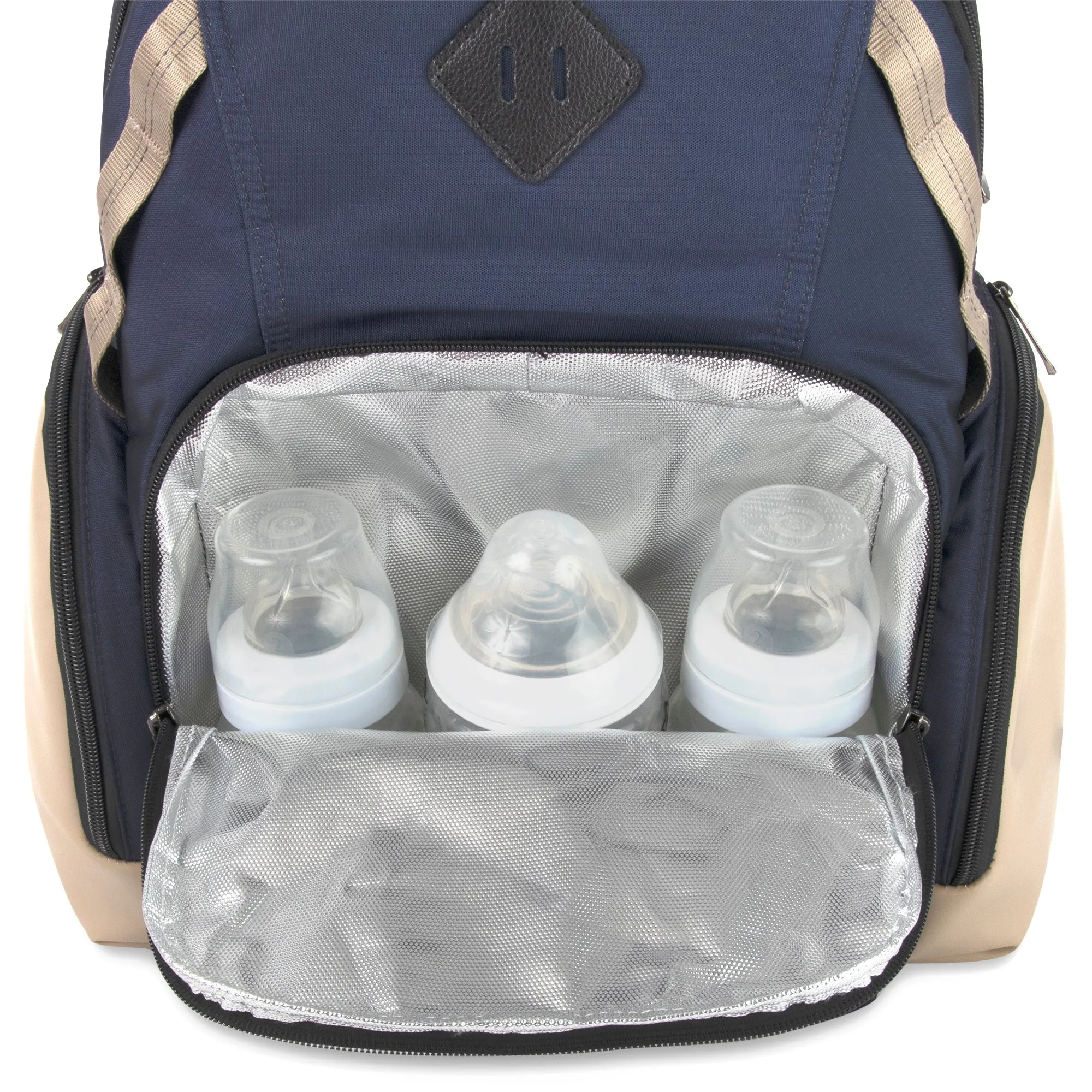 Baby Essentials Two Tone Diaper Bag Backpack w Changing Pad - Navy Khaki