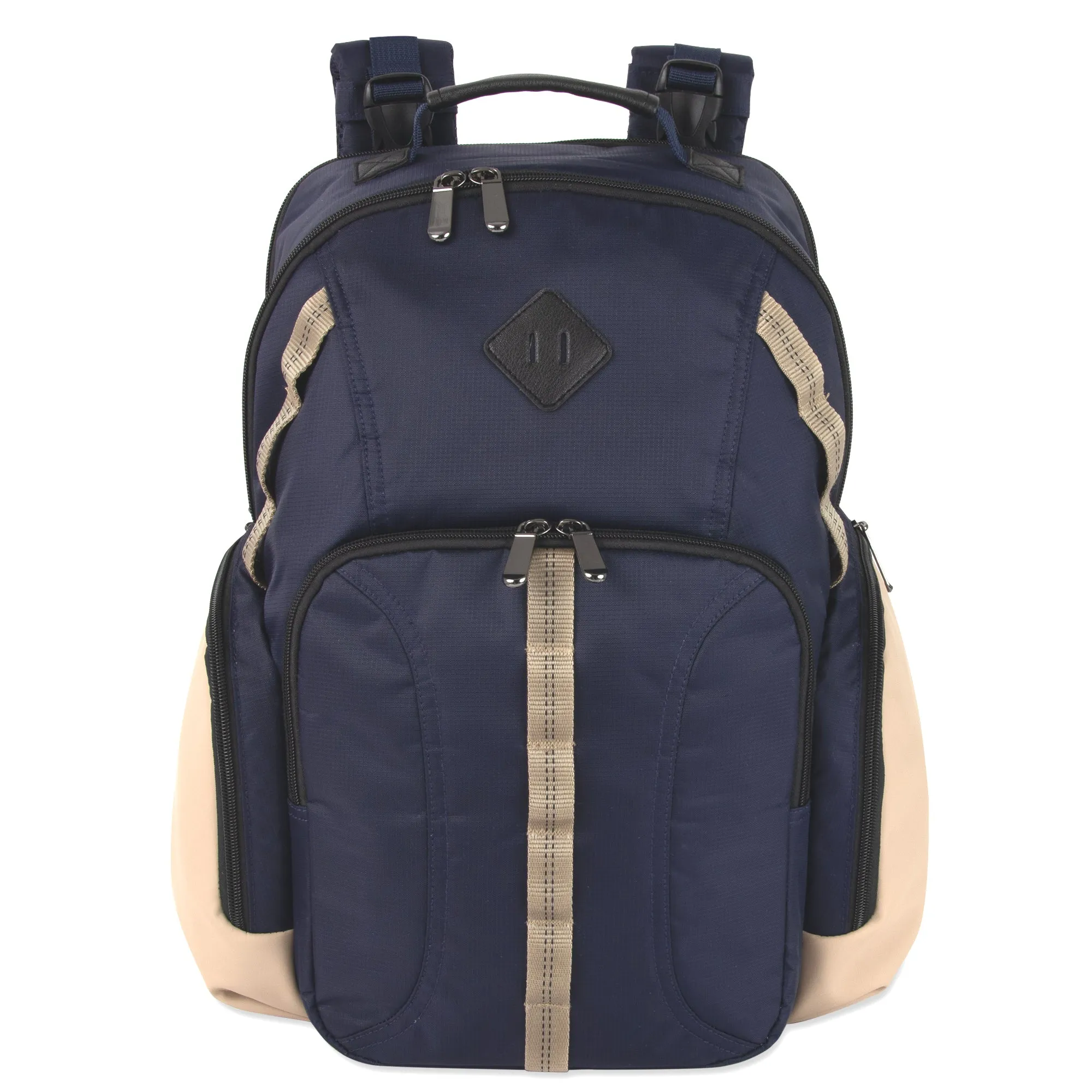 Baby Essentials Two Tone Diaper Bag Backpack w Changing Pad - Navy Khaki