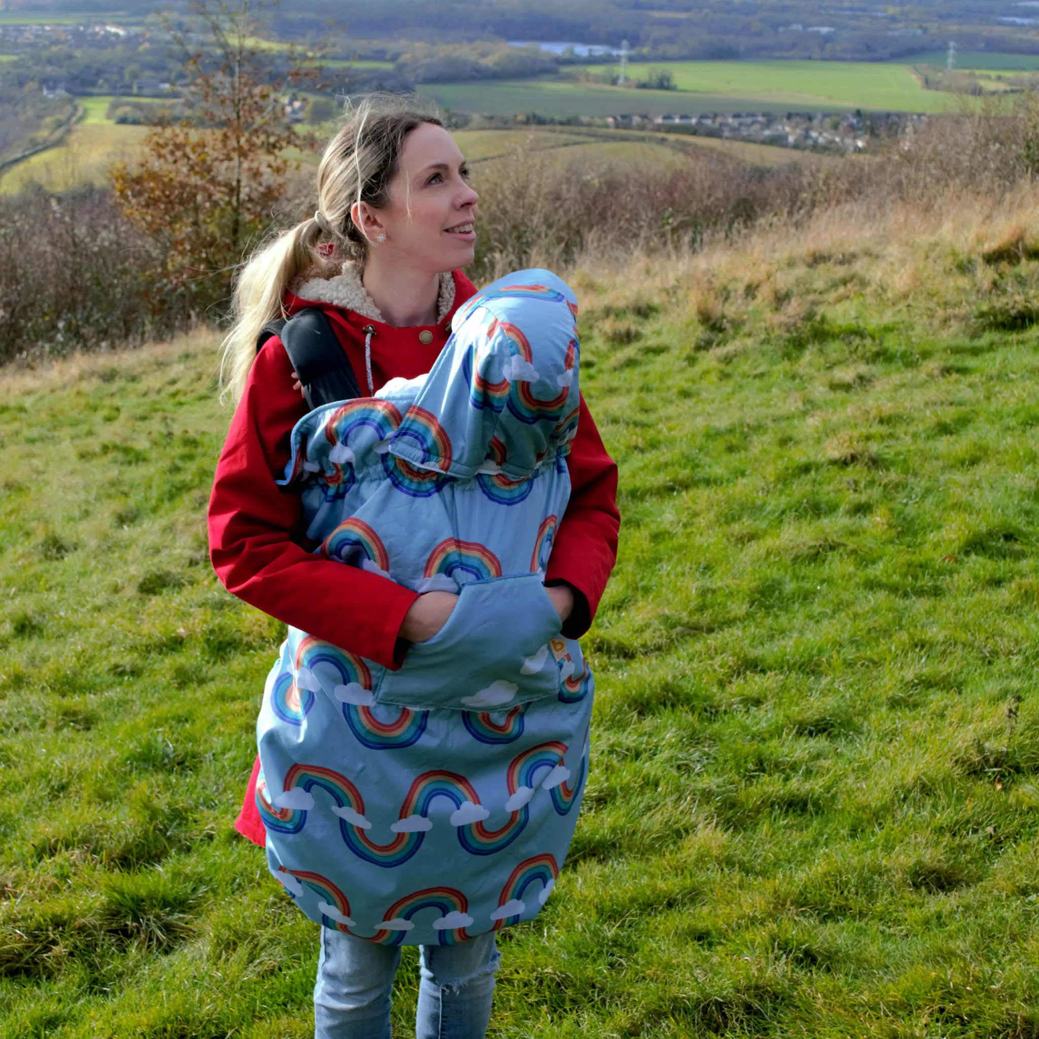 BabyWearing Fleece-lined Cover - RETRO RAINBOW