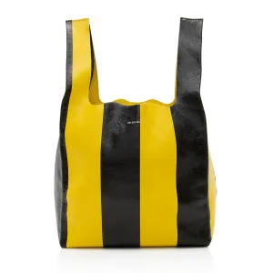 Balenciaga Leather Striped Supermarket Shopper Tote (SHF-18778)