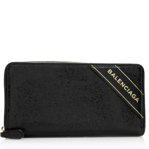 Balenciaga Leather Zip Around Wallet - FINAL SALE (SHF-18683)