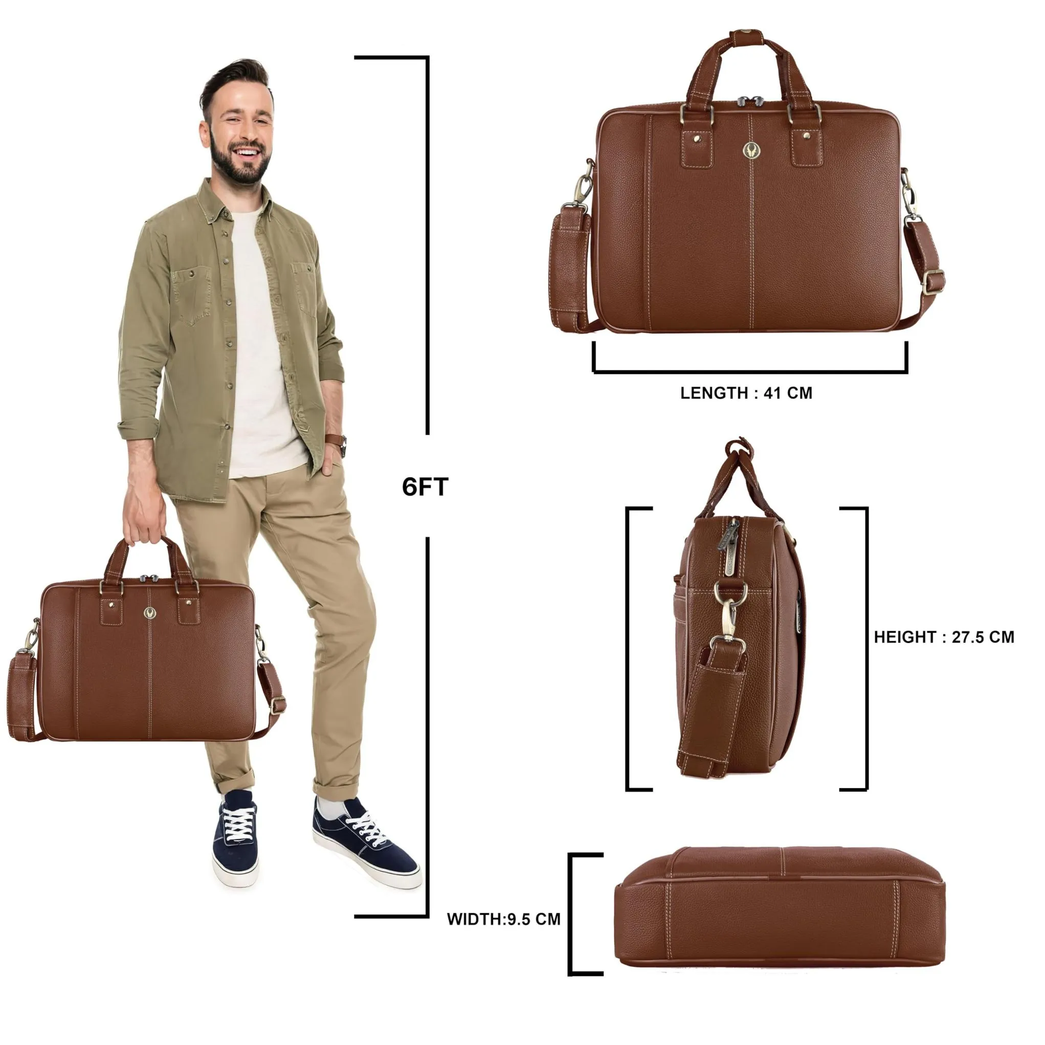 BELGRAVIA Leather Laptop Messenger Bag for Men