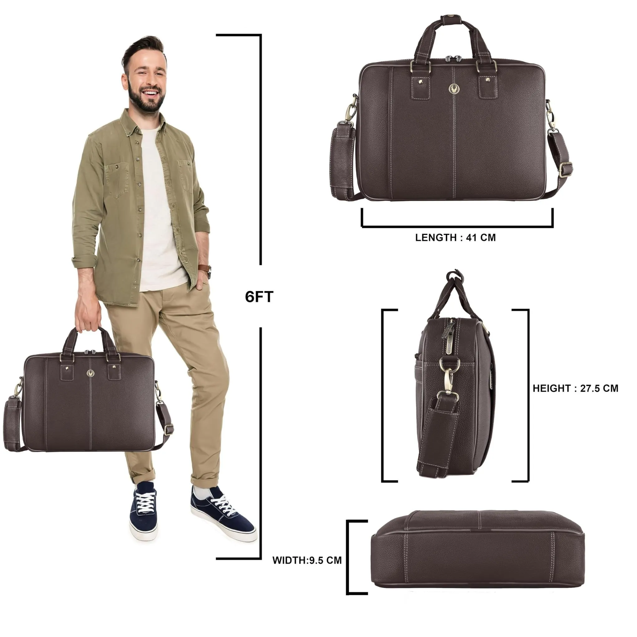 BELGRAVIA Leather Laptop Messenger Bag for Men