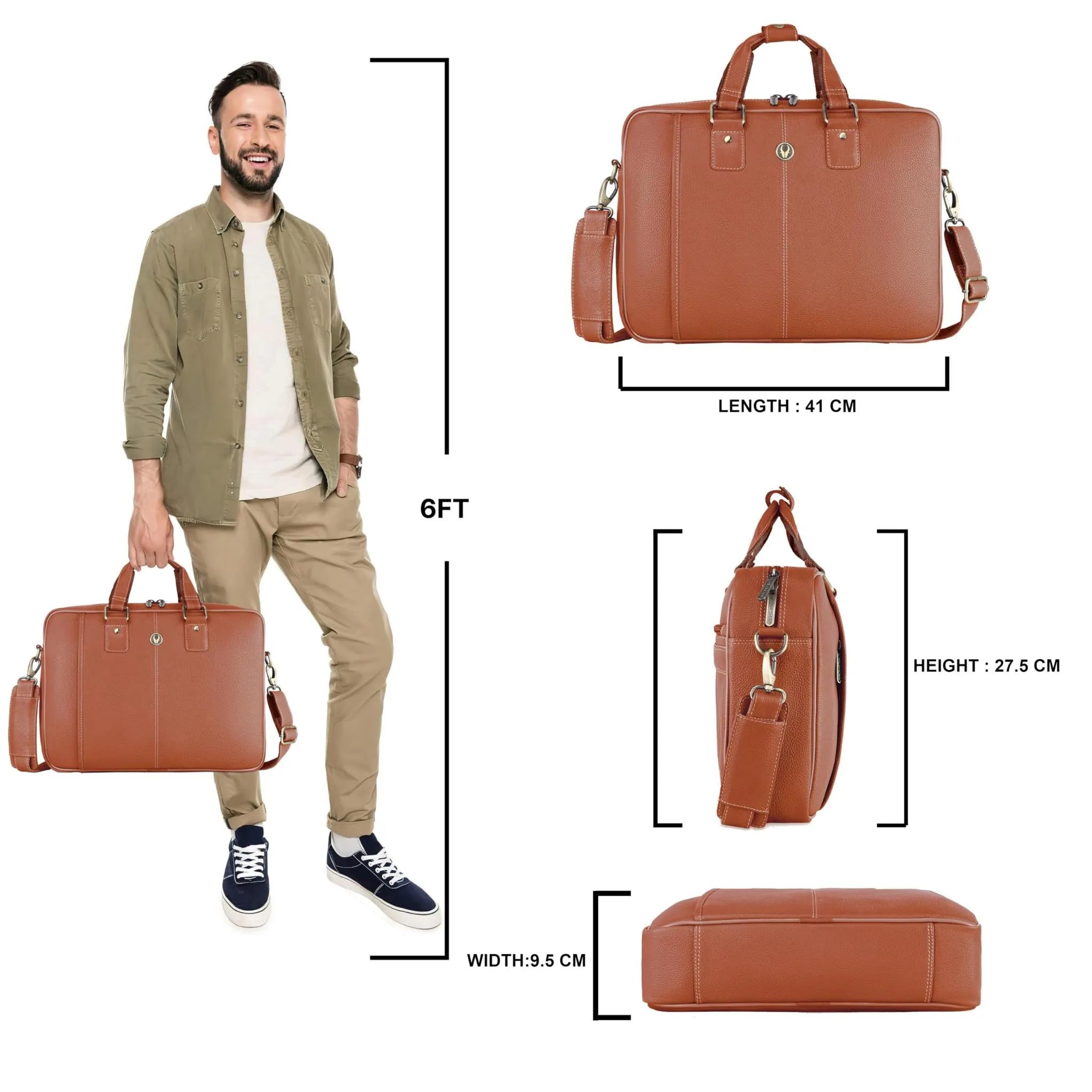 BELGRAVIA Leather Laptop Messenger Bag for Men