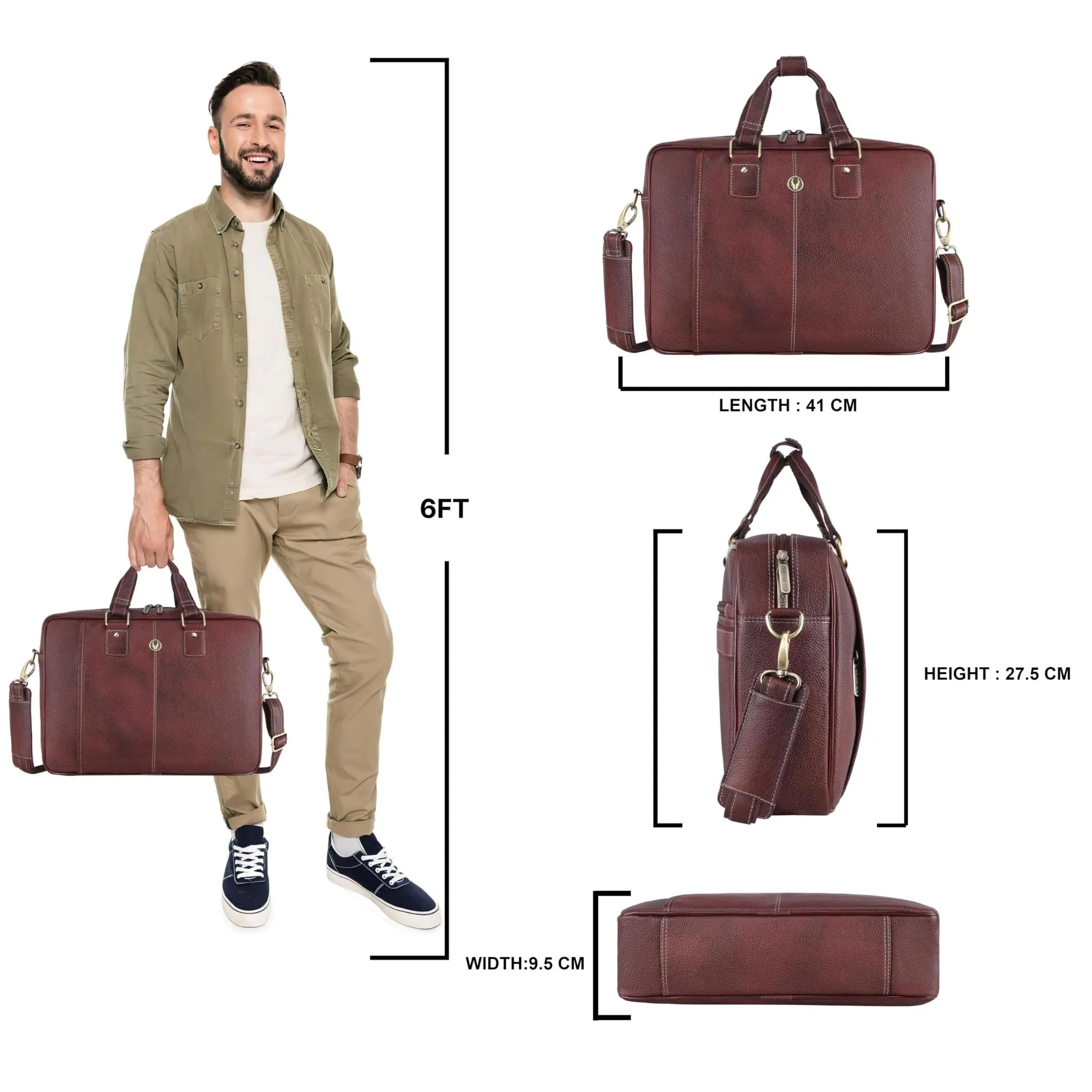 BELGRAVIA Leather Laptop Messenger Bag for Men