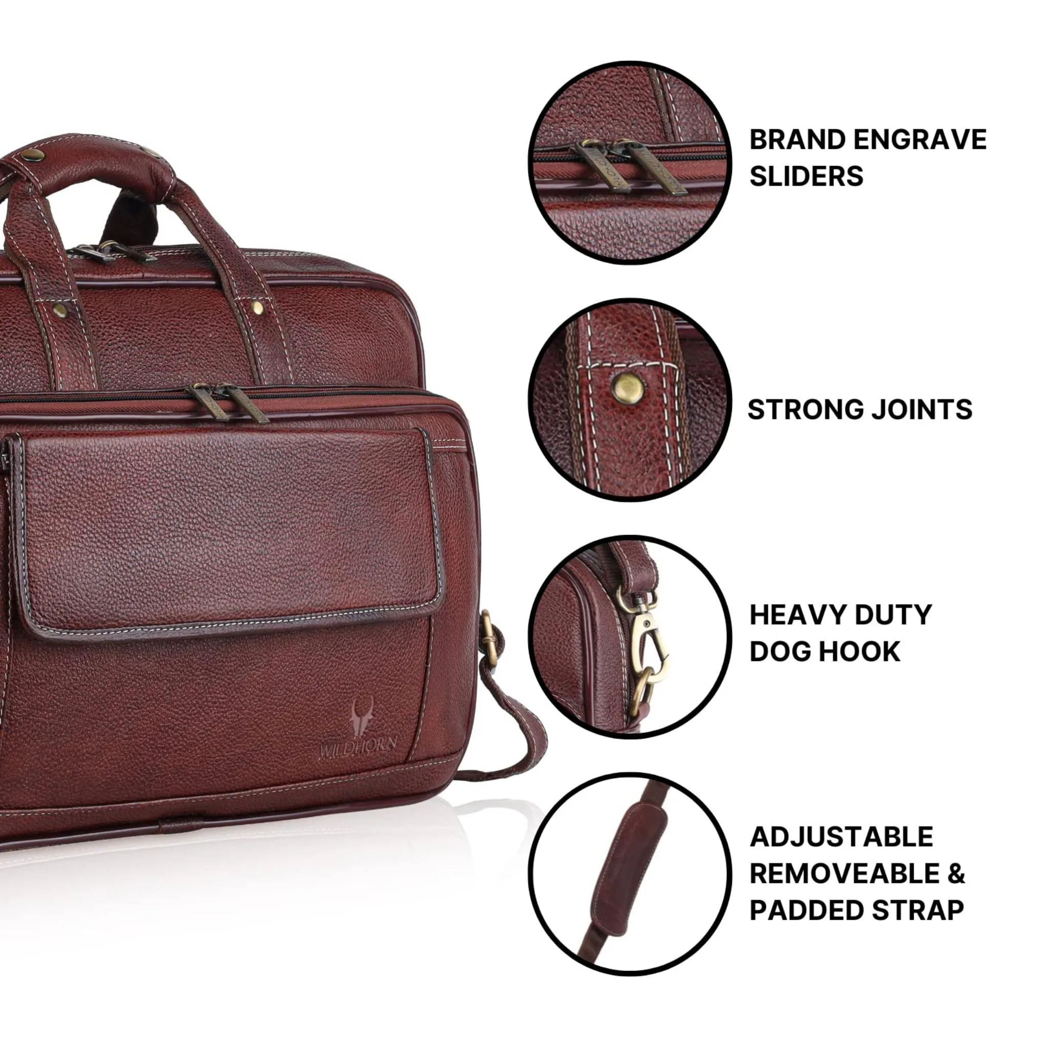 BRADFORD Leather Laptop Messenger Bag for Men