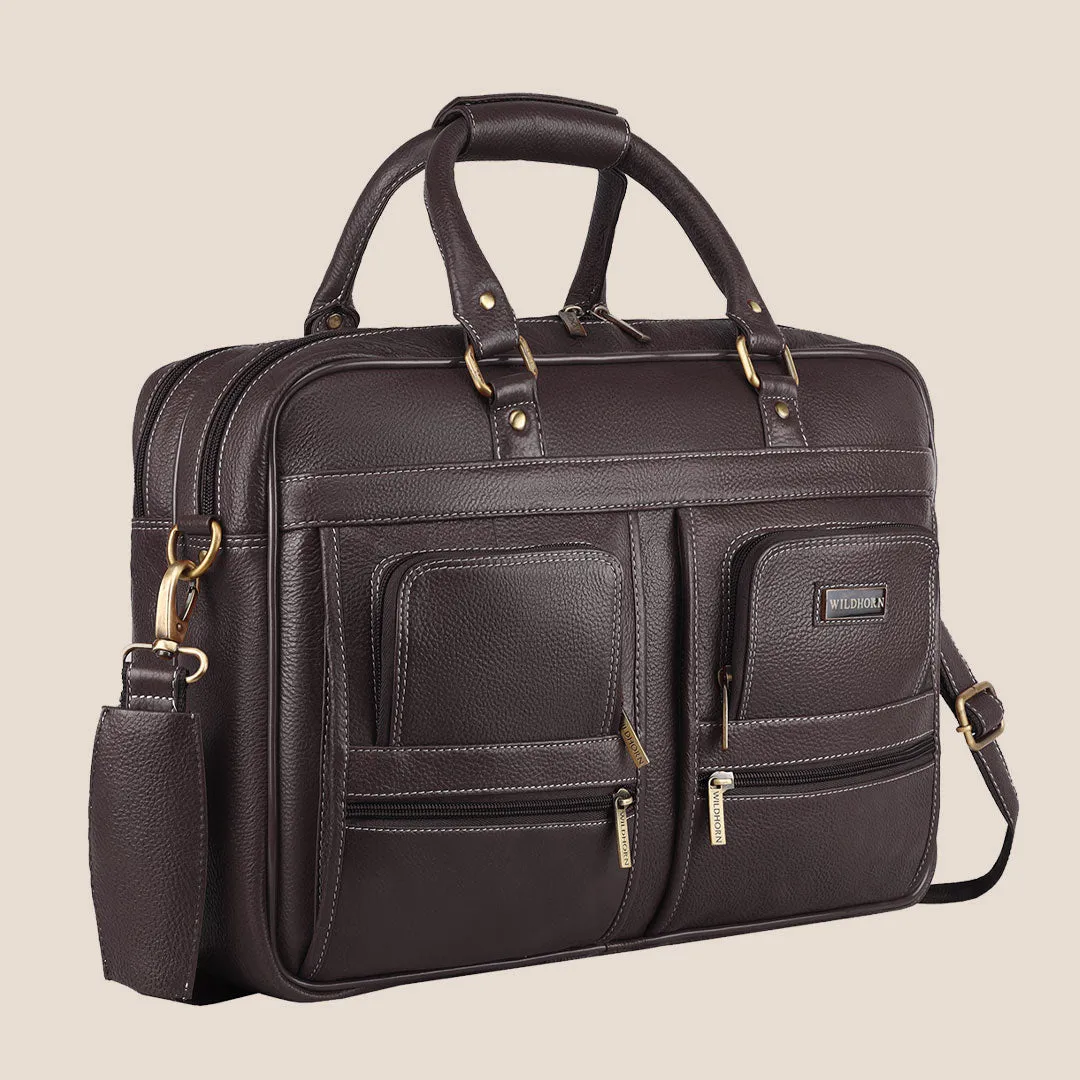 CAMBRIDGE Leather Laptop Messenger Bag for Men