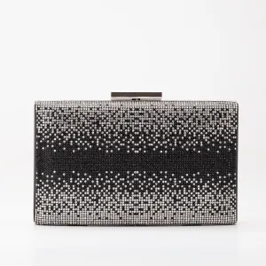 Clara - Black Silver Glitter Evening Clutch