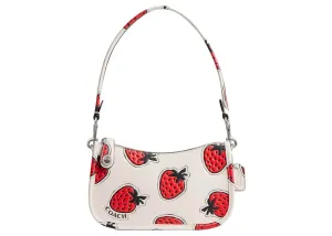 Coach Swinger Bag With Strawberry Print 20 Glovetanned Leather/Silver/Chalk Multi