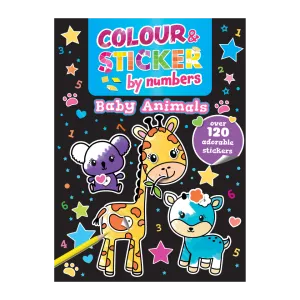 Colour & Sticker By Numbers Book: Baby Animals