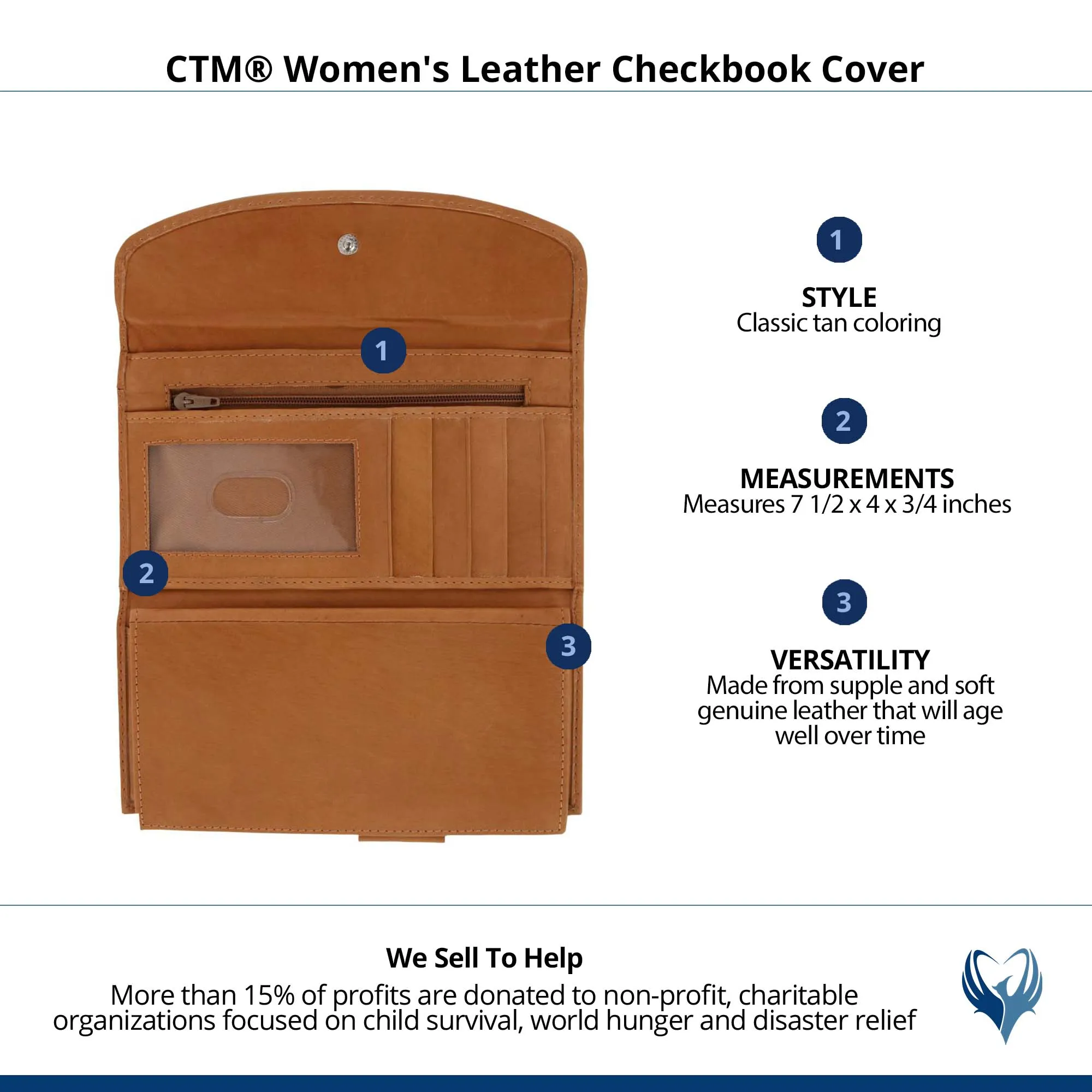 CTM® Women's Leather Checkbook Cover