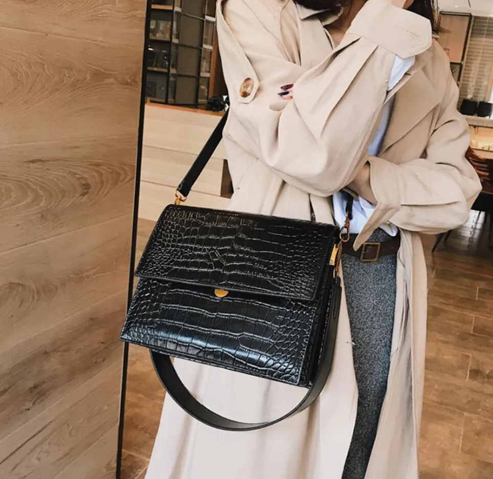 Fashion PU Leather Tote bag Alligator Shoulder Crossbody Bags