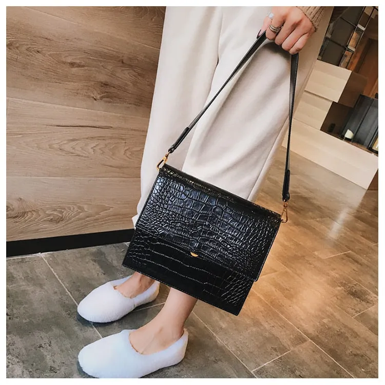 Fashion PU Leather Tote bag Alligator Shoulder Crossbody Bags