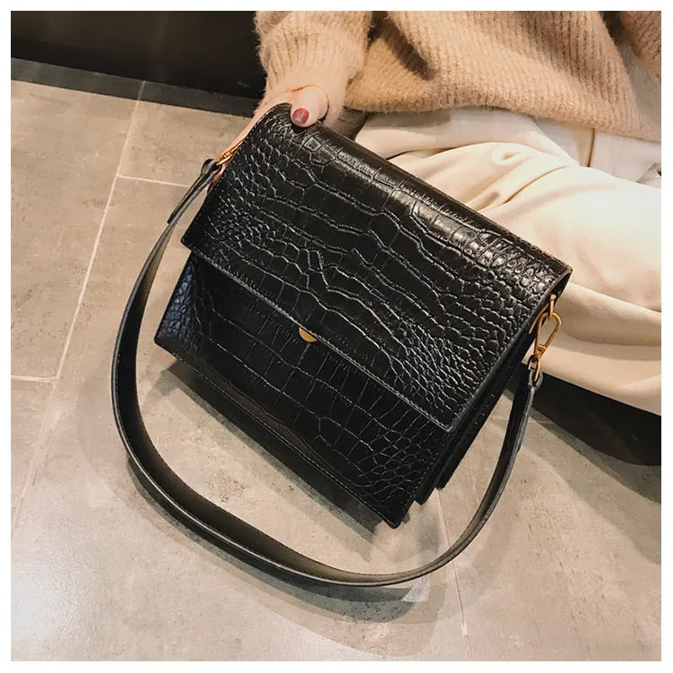 Fashion PU Leather Tote bag Alligator Shoulder Crossbody Bags