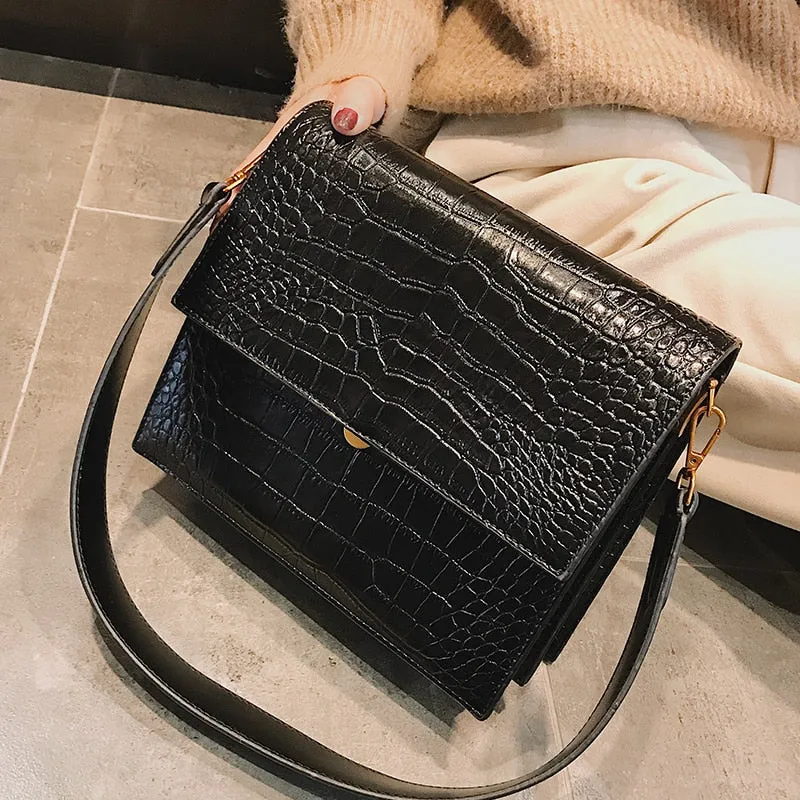 Fashion PU Leather Tote bag Alligator Shoulder Crossbody Bags