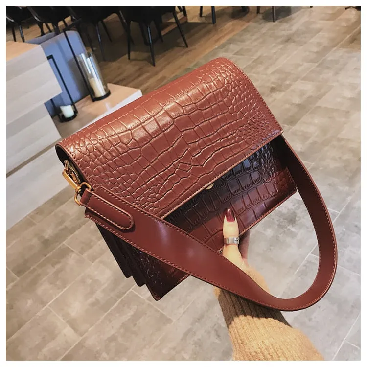 Fashion PU Leather Tote bag Alligator Shoulder Crossbody Bags