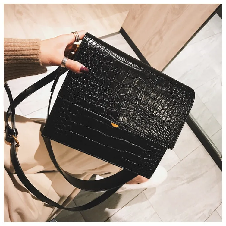 Fashion PU Leather Tote bag Alligator Shoulder Crossbody Bags