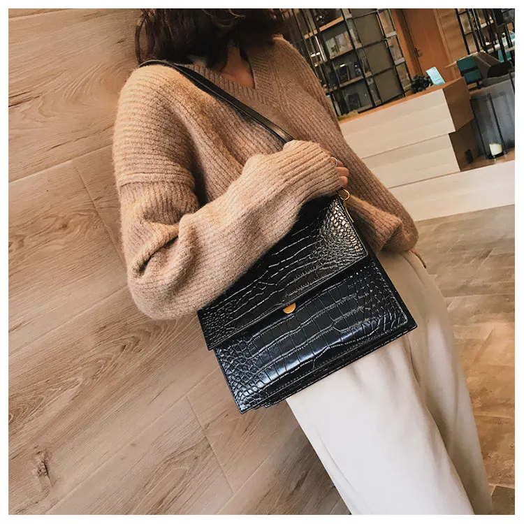 Fashion PU Leather Tote bag Alligator Shoulder Crossbody Bags