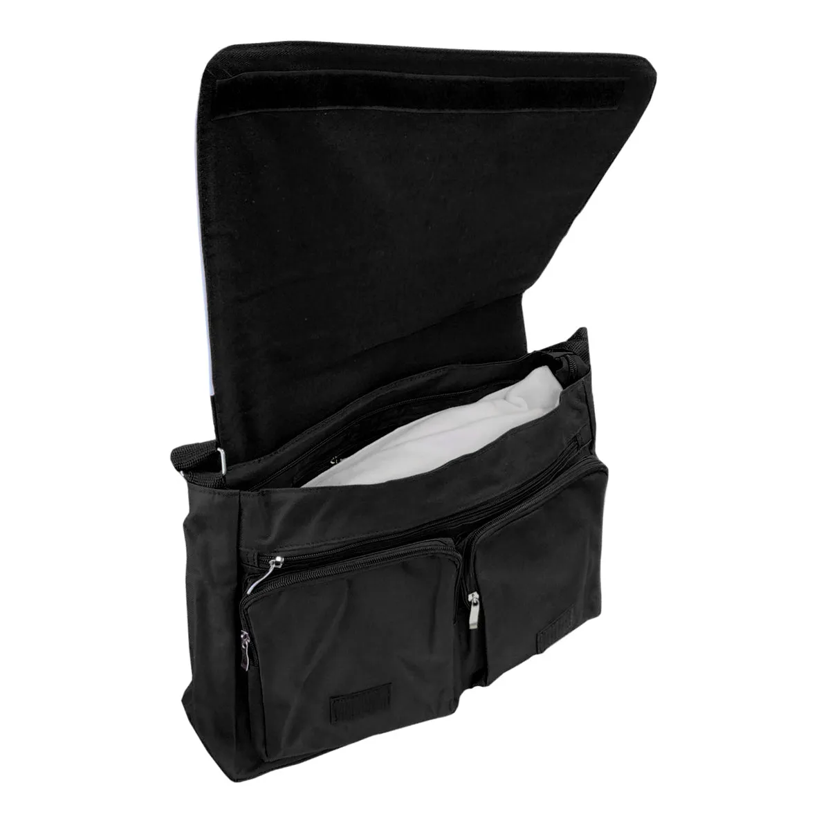 FULL CARTON - 25 x LARGE SHOULDER BAGS with POCKETS - 38cm x 30cm - BLACK