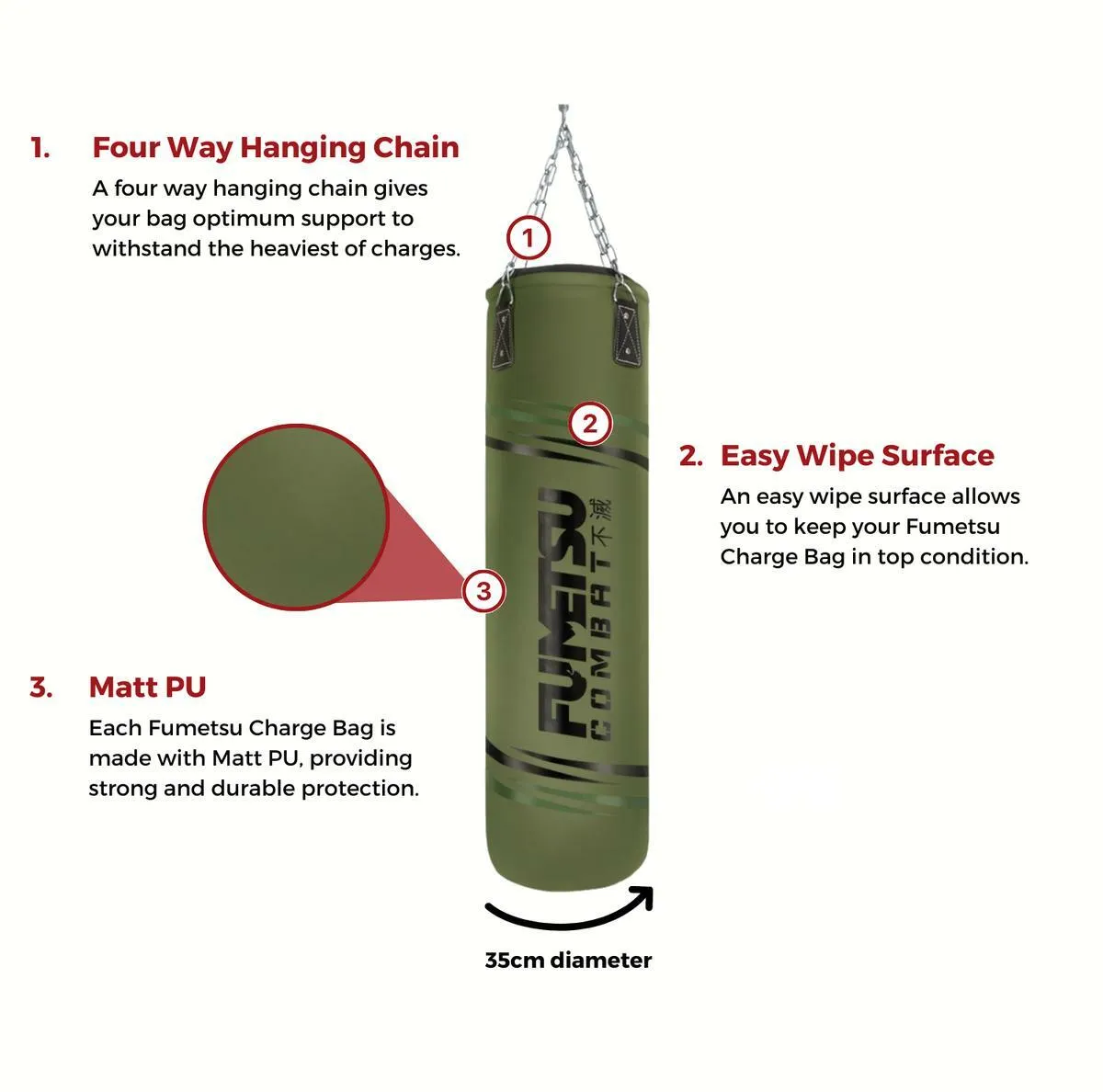 Fumetsu Charge 5ft Punch Bag Khaki