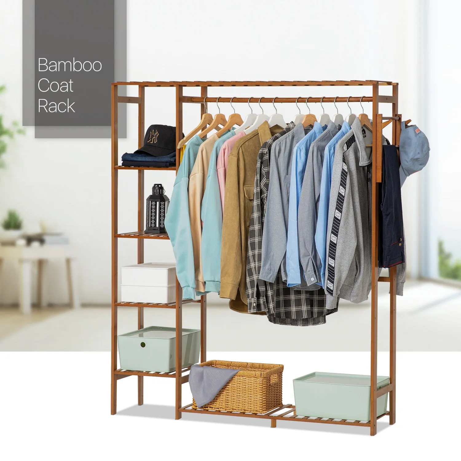 Garment Cabinet Clothes Organizer - Single Rack - Brown