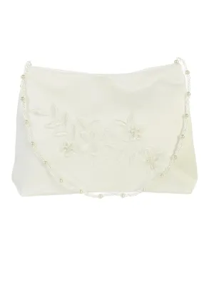 Girls Ivory Flower Embroidered Stylish Communion Purse