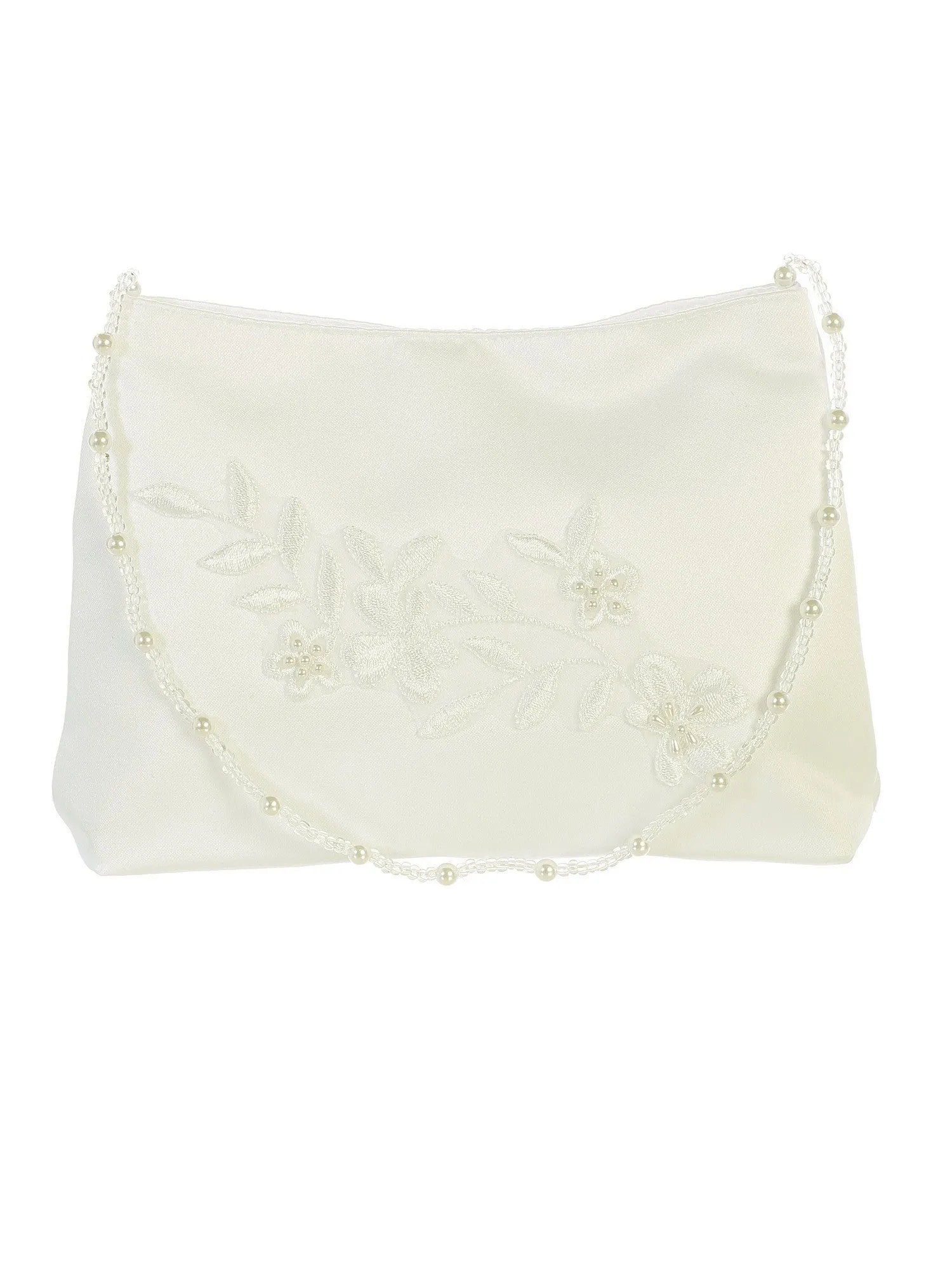 Girls Ivory Flower Embroidered Stylish Communion Purse