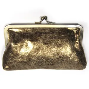 Gold Leather Clutch Bag