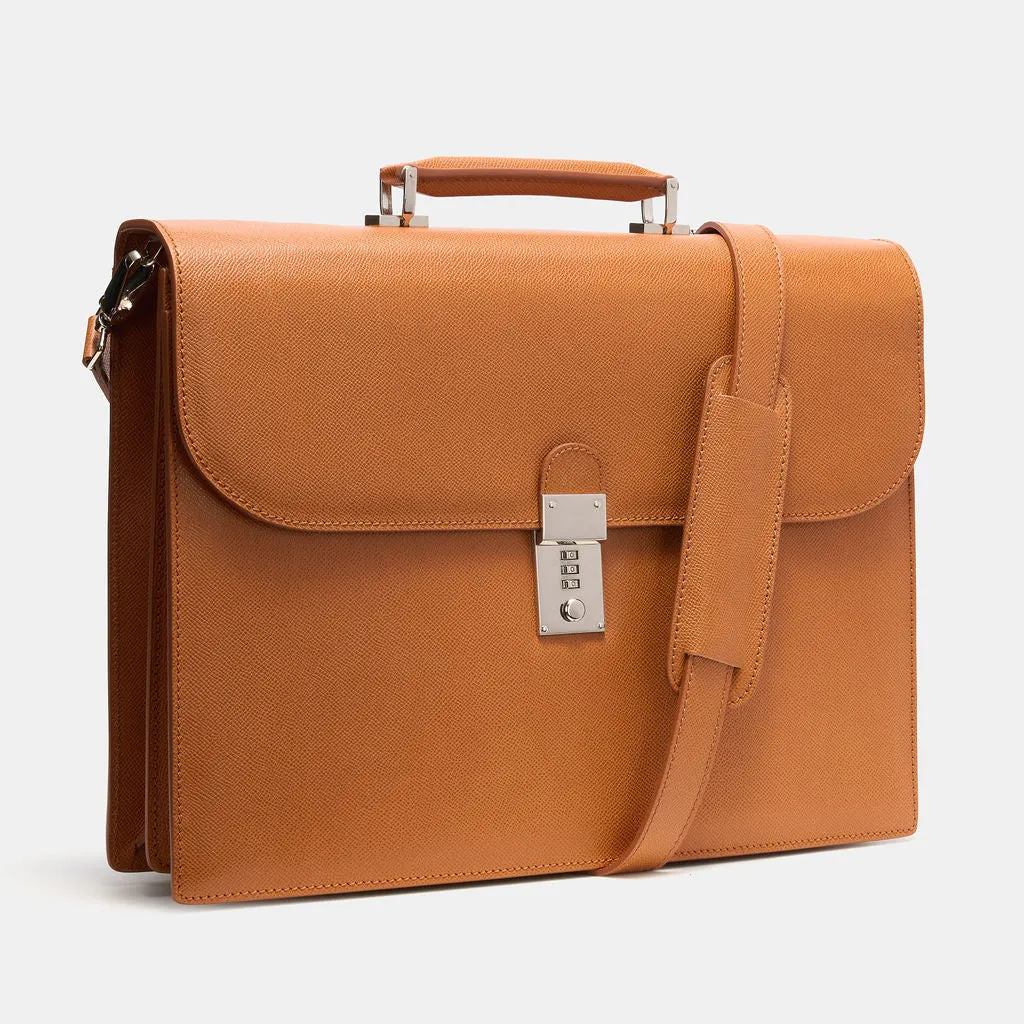 GRAINED LEATHER FLAP BRIEF