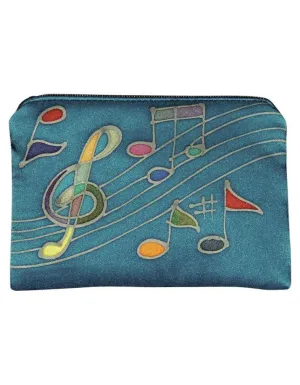 Hand-Painted Silk Change Purse - Music