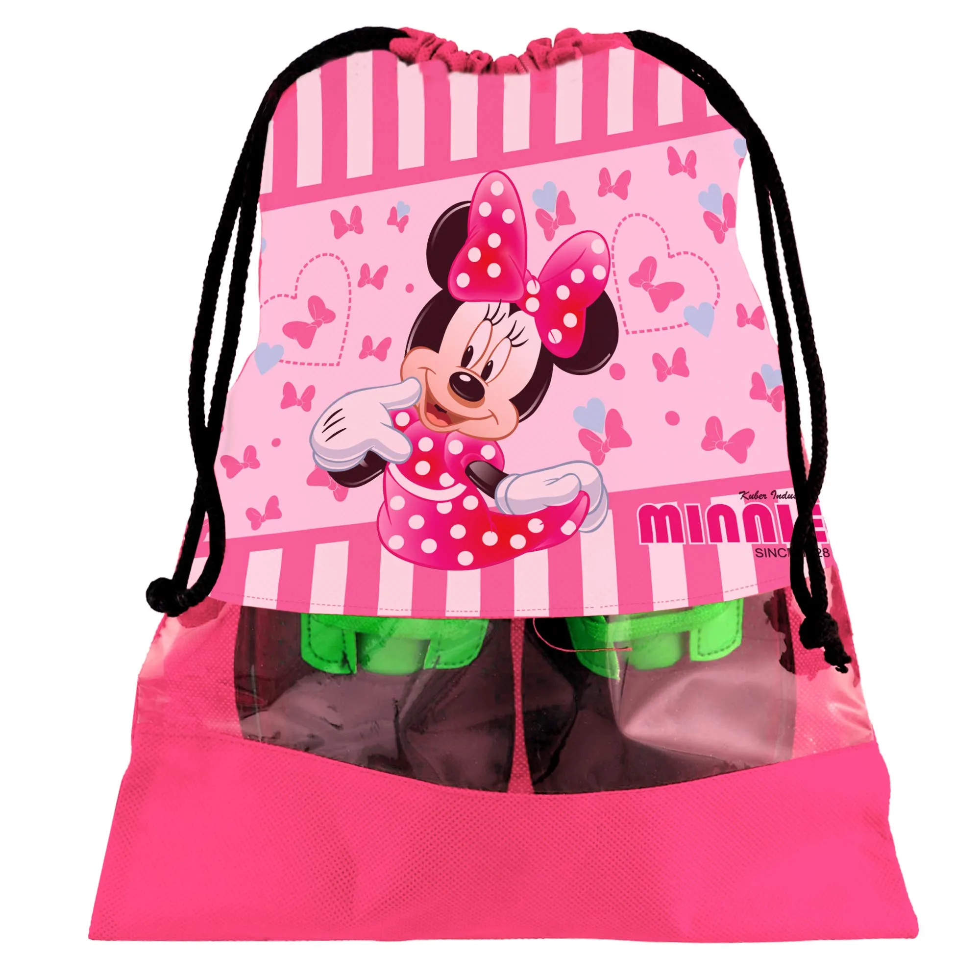 Heart Home Portable Travel Shoe Bags Dust-proof Shoe Organizer Space Saving Storage Bags, Disney Print (Set of 18,Black & Grey & Pink) -HS_35_HEARTHS18124