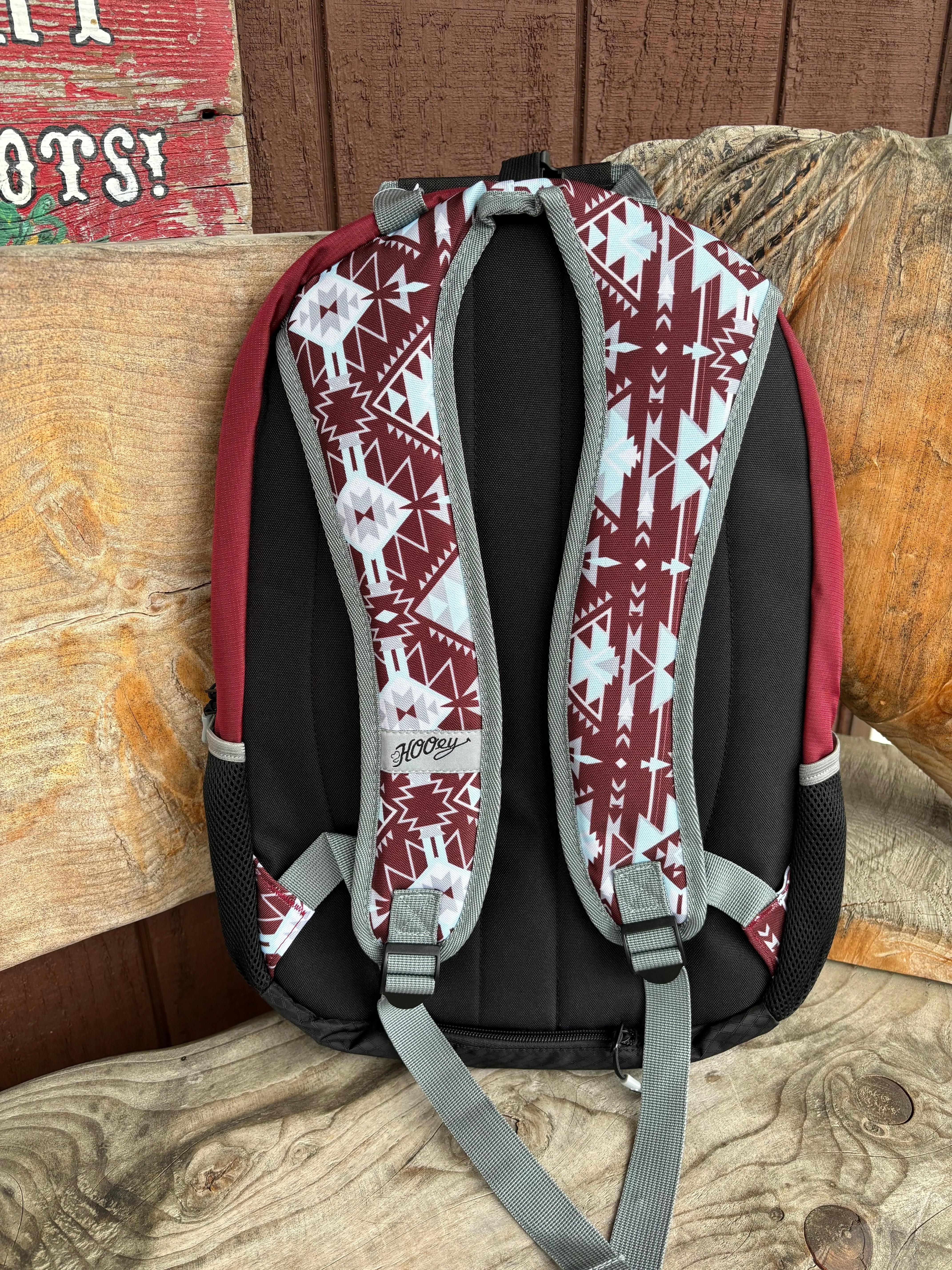 Hooey Rockstar Burgundy Southwestern Aztec Print Backpack BP062BUBK