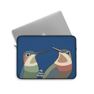 Hummingbirds on Classic Blue, Laptop Carrying Case, Top Loading Sleeve for School or Work