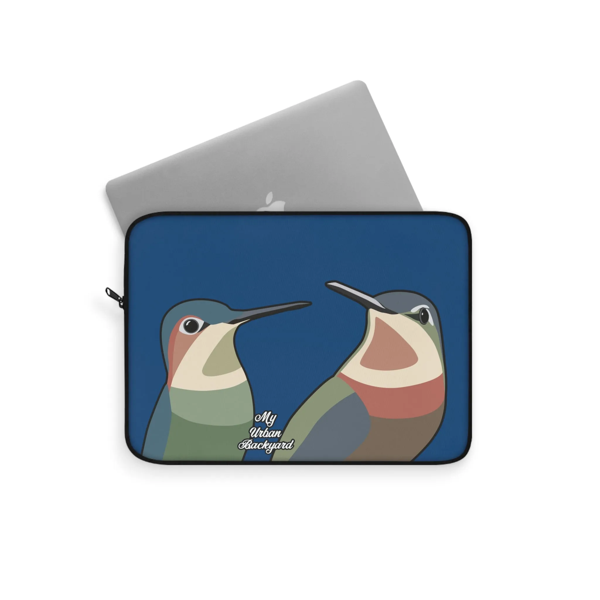 Hummingbirds on Classic Blue, Laptop Carrying Case, Top Loading Sleeve for School or Work