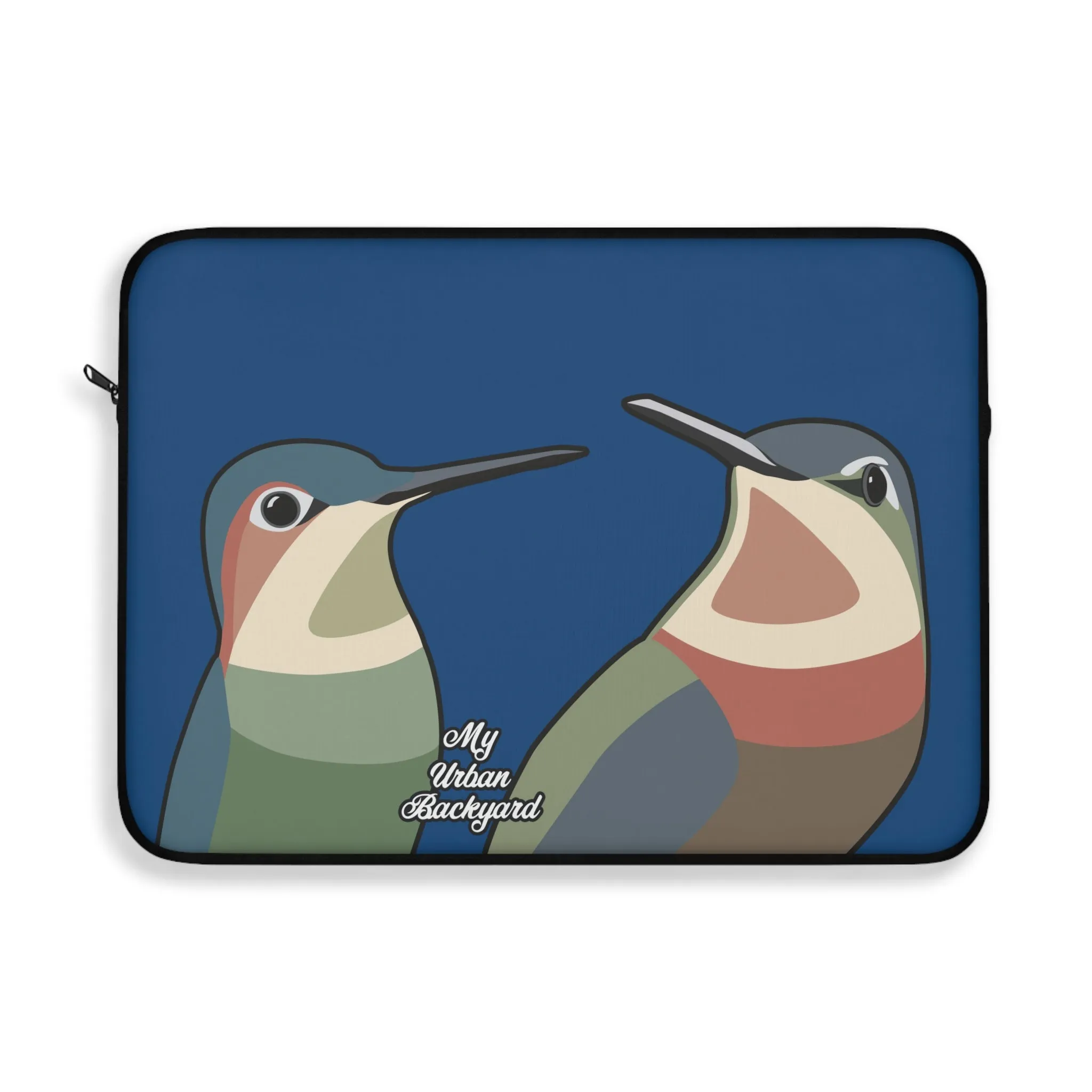 Hummingbirds on Classic Blue, Laptop Carrying Case, Top Loading Sleeve for School or Work