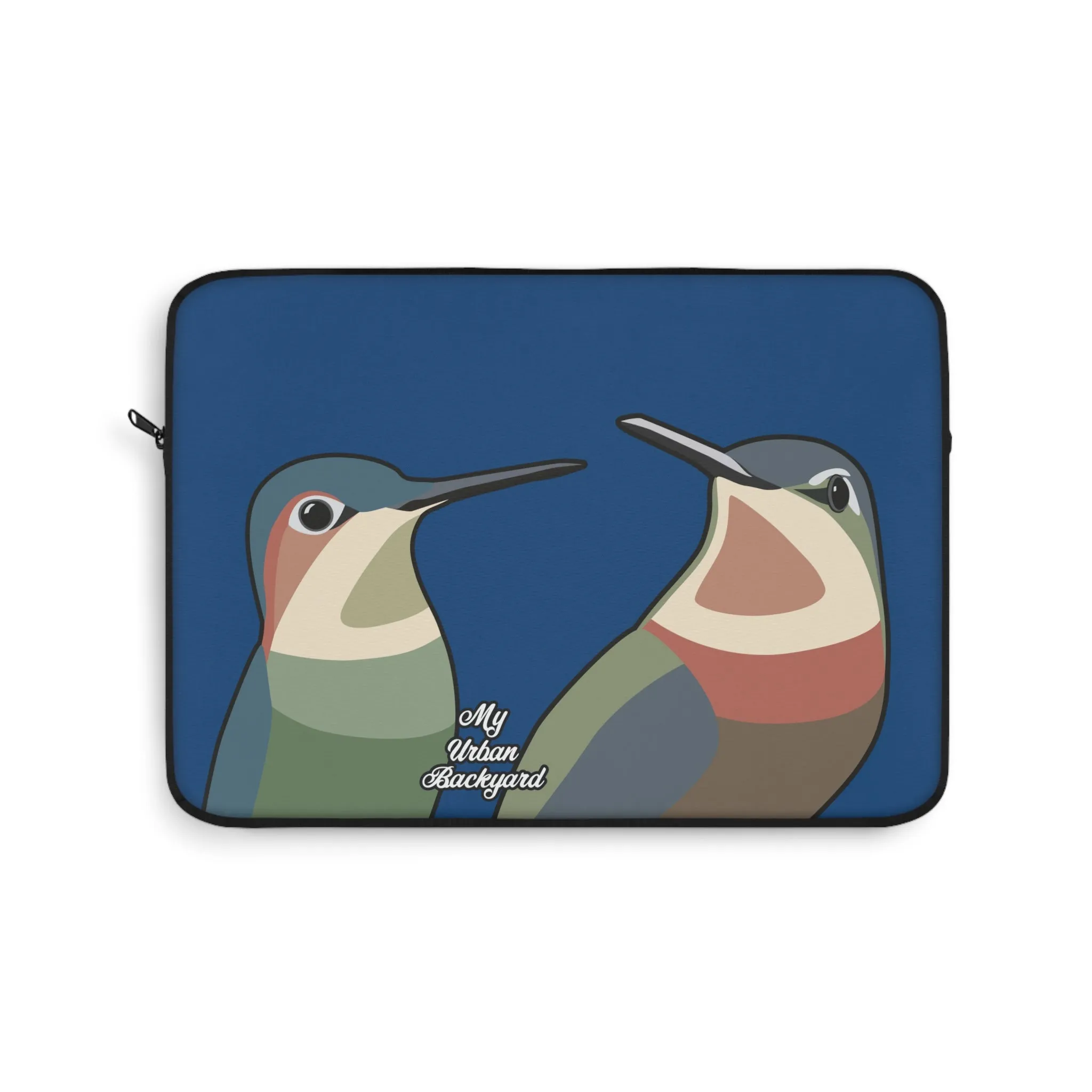 Hummingbirds on Classic Blue, Laptop Carrying Case, Top Loading Sleeve for School or Work