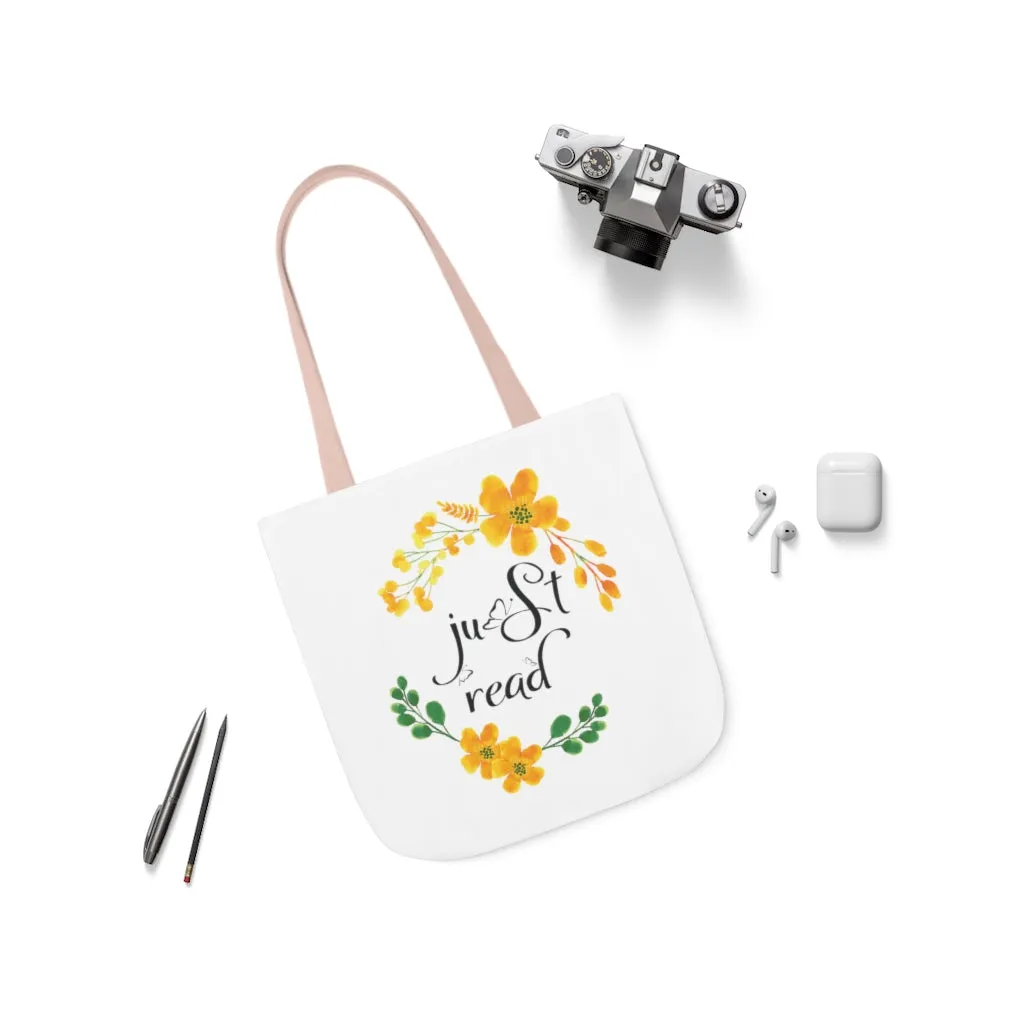 Just Read Floral Canvas Tote Bag - Vintage style