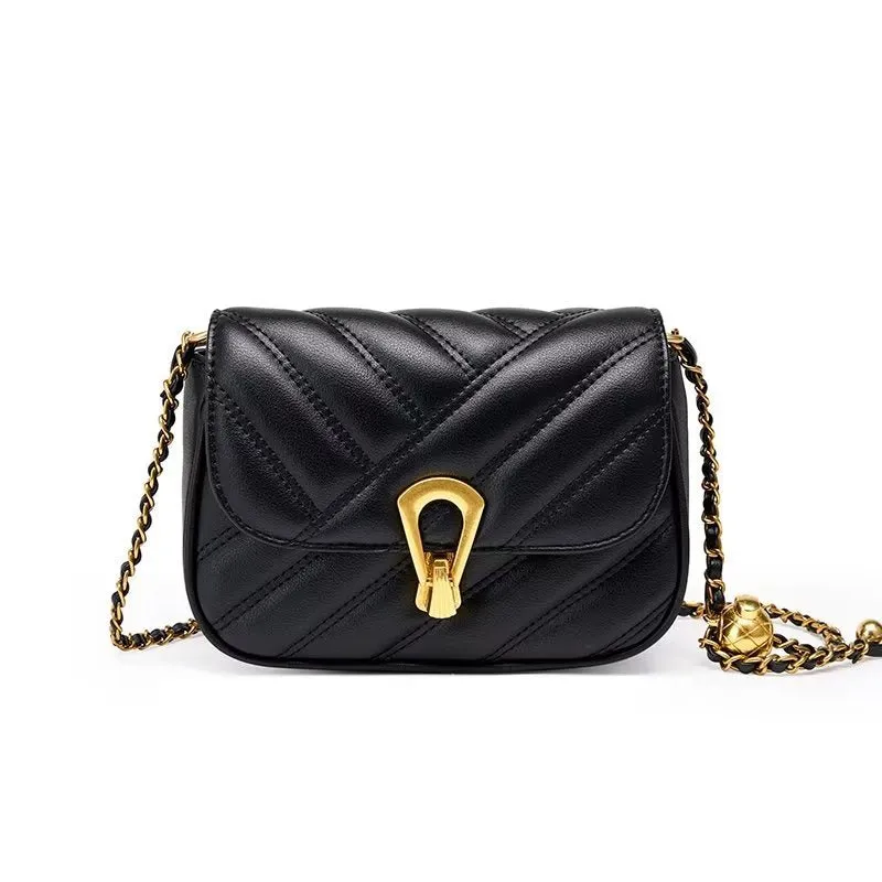 Leather ChicLux Hasp Closure Elegant Shoulder Bag