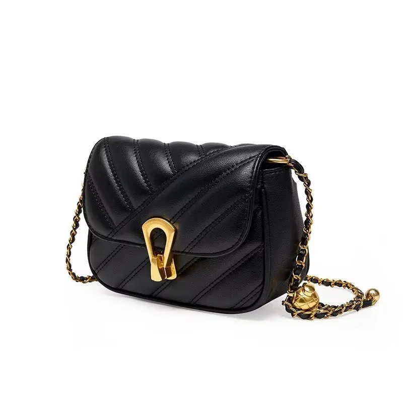 Leather ChicLux Hasp Closure Elegant Shoulder Bag